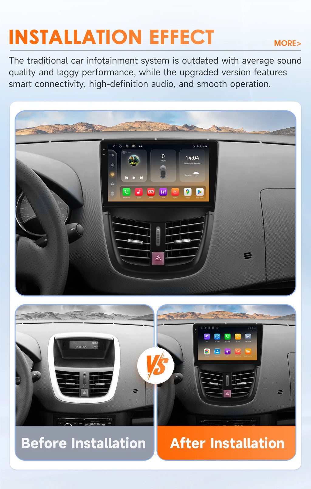 8G 128G Carplay Android 14 Car Radio For Peugeot 207 207CC 2006 - 2015 Car Multimedia Play