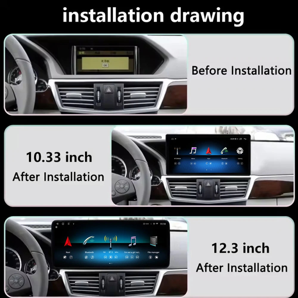 12.3 lnch Android 16 For Mercedes Benz E Class W212 2009-2015 LHD Car DSP QLED Carplay Mon