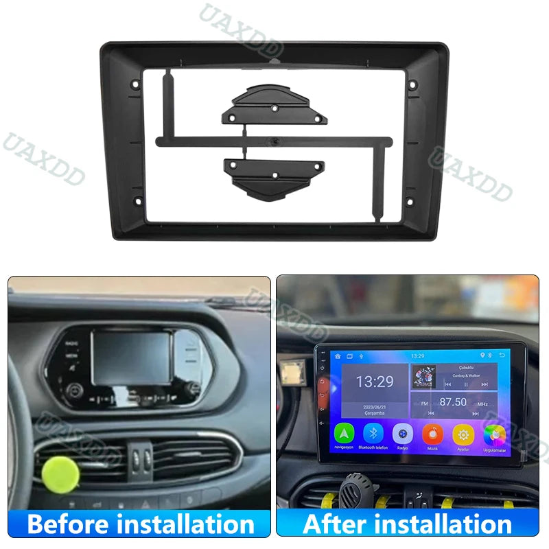 For 2015 FIAT EGEA 9inch 2 Din Car stereo radio Android frame panel fascia cable video har