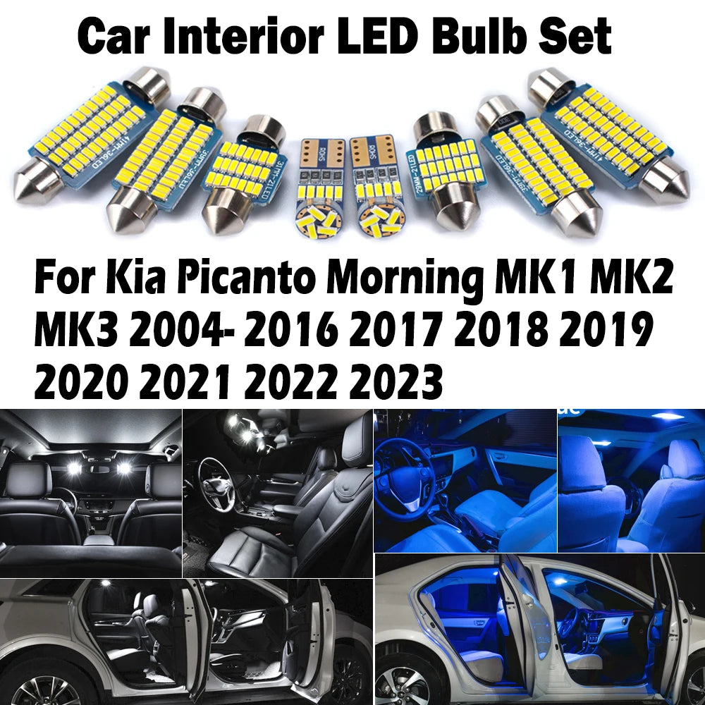 LED Interior Light Kit for Kia Picanto Morning MK1 MK2 MK3 2004- 2017 - Canbus Dome Map Door Trunk Bulbs | AUTOKITSHOP