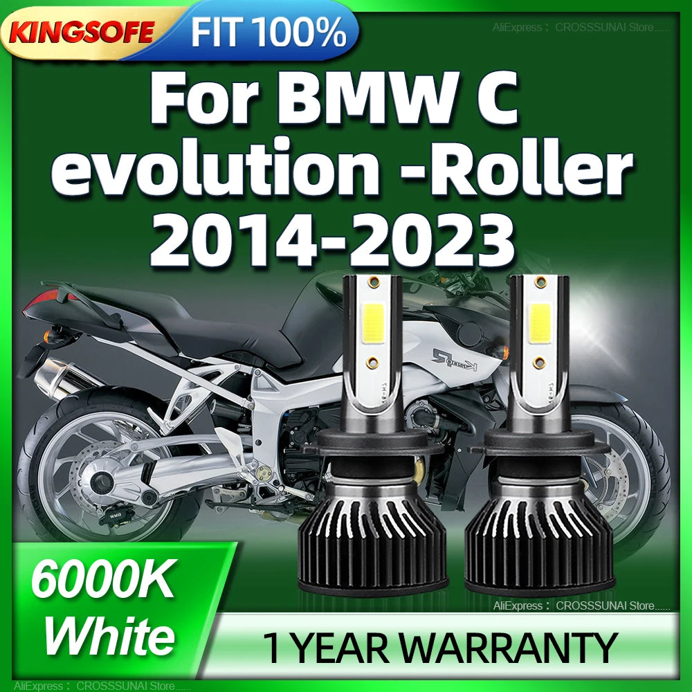 120W H7 6000K Headlight Bright White Motorcycle LED Bulbs For BMW C evolution Roller 2014
