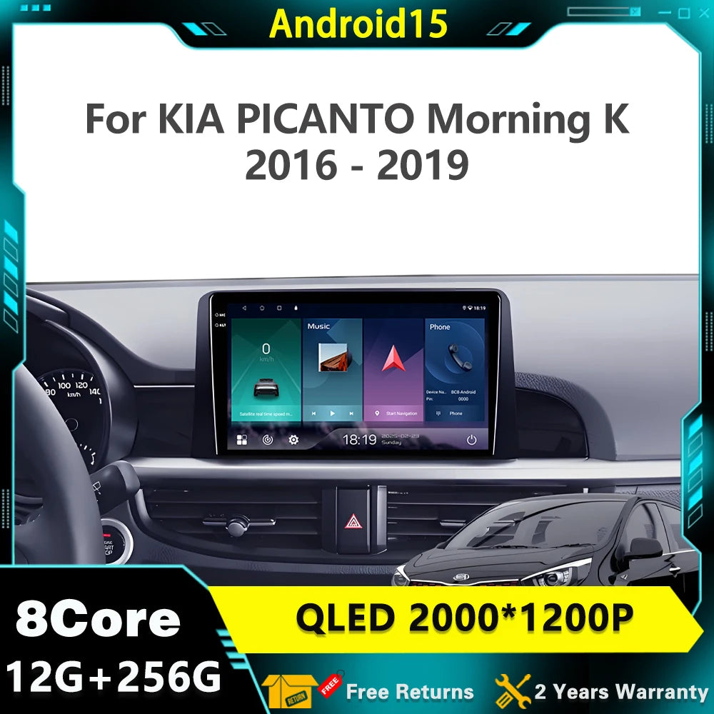Android 15 For KIA Picanto Morning K 2016 2017 2018 2019 Radio Multimedia Player Navigatio