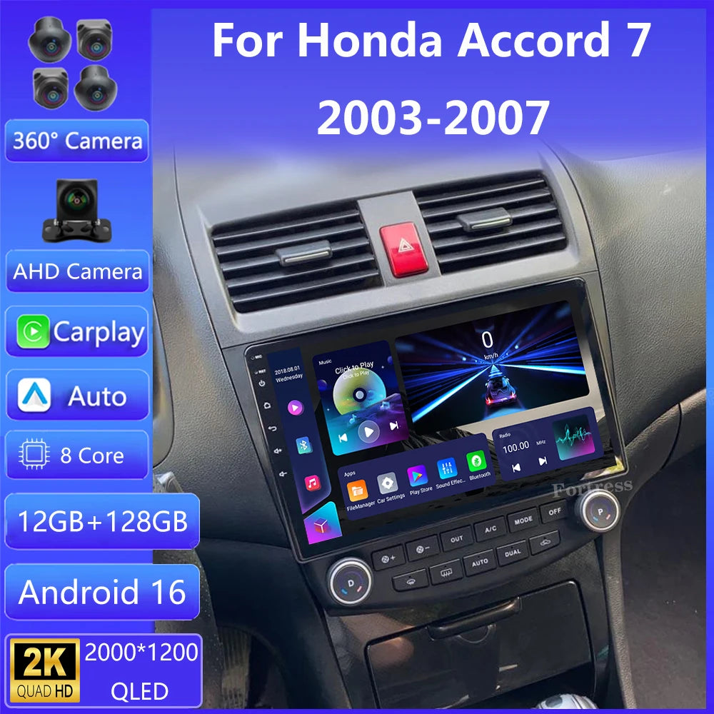 Android 16 Car Radio For Honda ACCORD 7 2003 2004 2005 2006 2007 2008 Multimedia Player Na