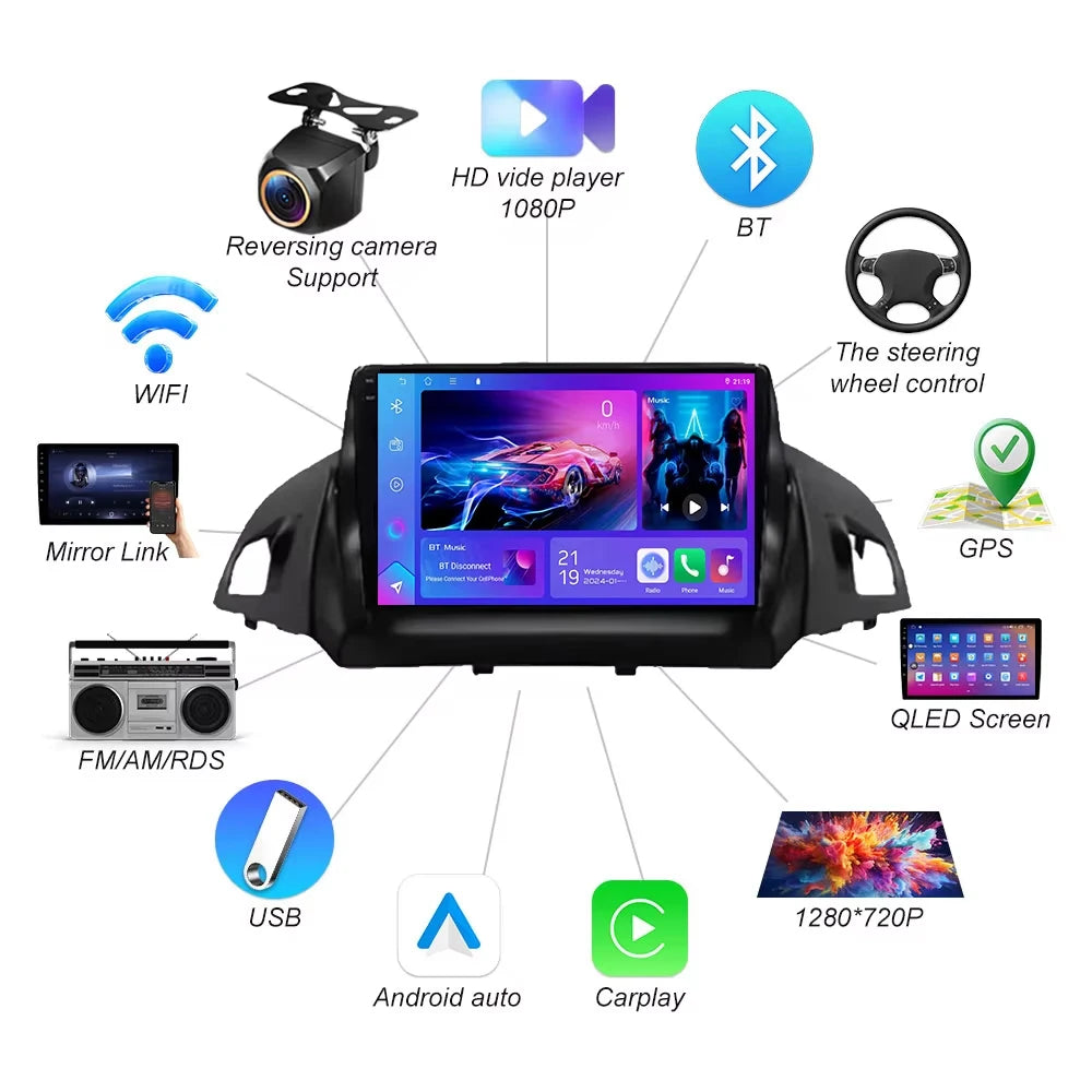 Android 16 For Ford C-max Kuga 2 Escape 3 2012-2019 Auto Car Radio Wireless Carplay Gps Na | AUTOKITSHOP