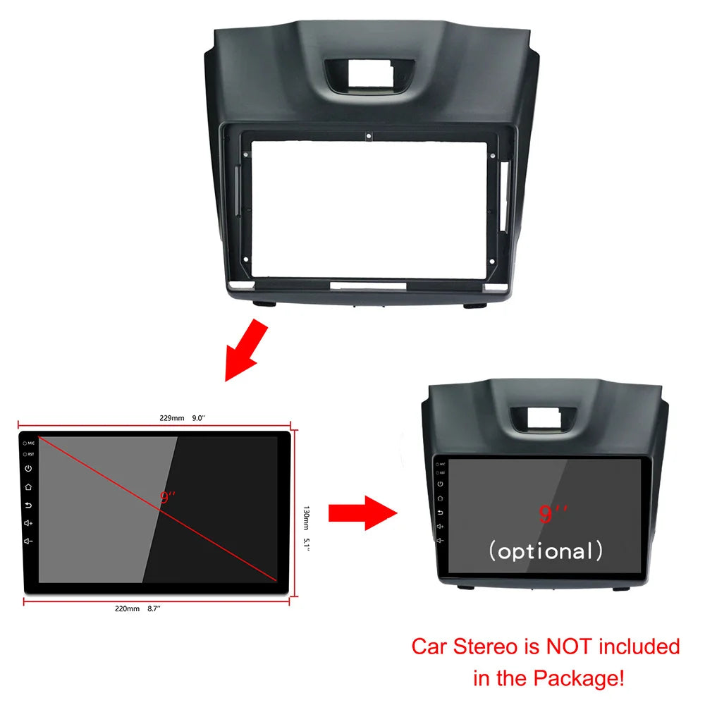 9 inch 2din car radio Fascia For Isuzu D-Max / MU-X 2013-2016 Panel Dash Mount Installatio | AUTOKITSHOP