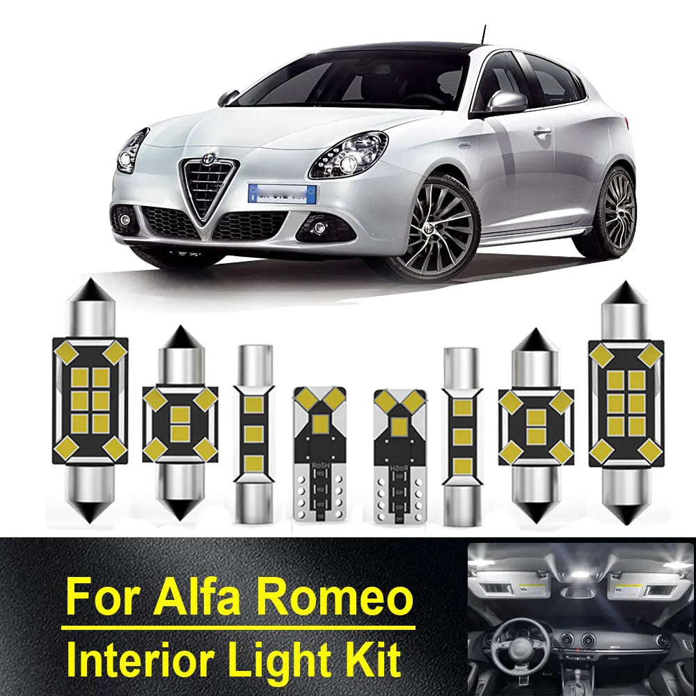 LED Interior Light Kit for Alfa Romeo Giulietta Mito Brera GT Spider 4C 147 156 159 166 - Canbus Error-Free Bulbs | A...