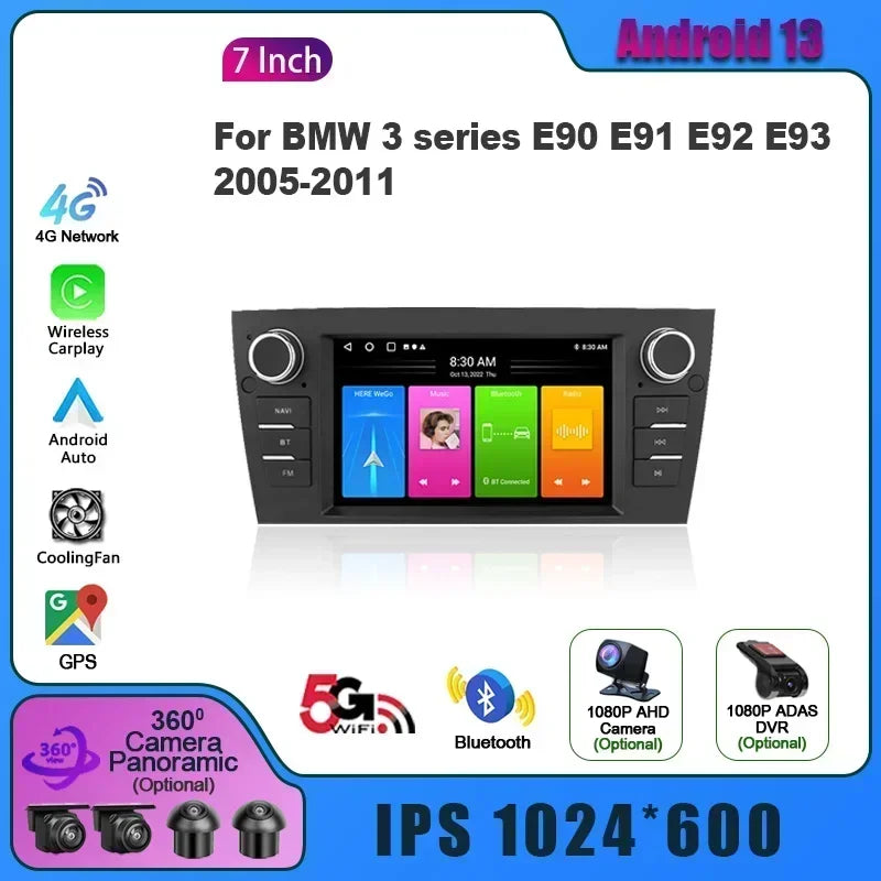 For BMW 3 Series E90 E91 E92 E93 2006-2012 Android Auto Radio Wireless Carplay Multimedia