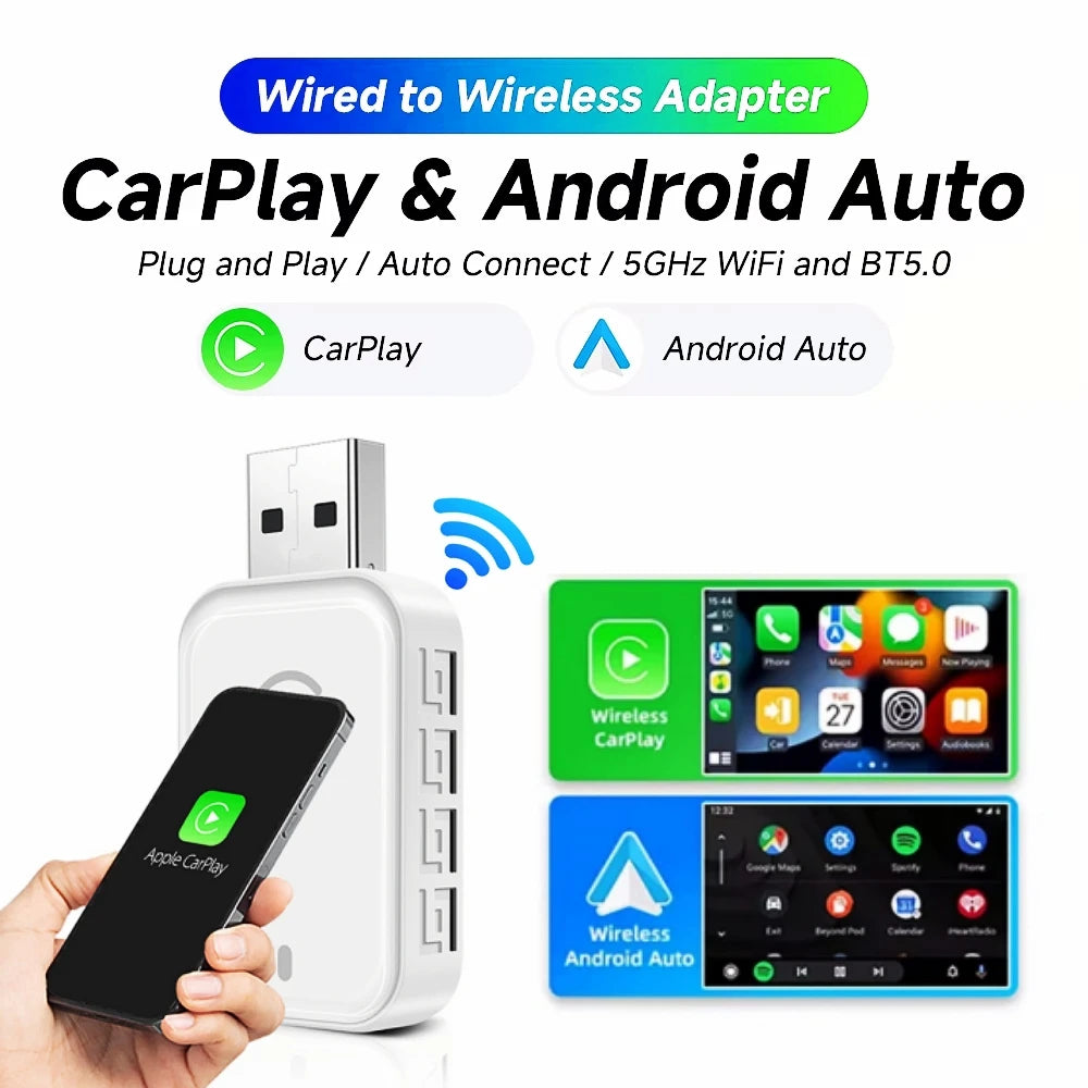 2in1 Wireless CarPlay Dongle Wireless Android Auto Adapter AI Smart Box For Car With Wired | AUTOKITSHOP