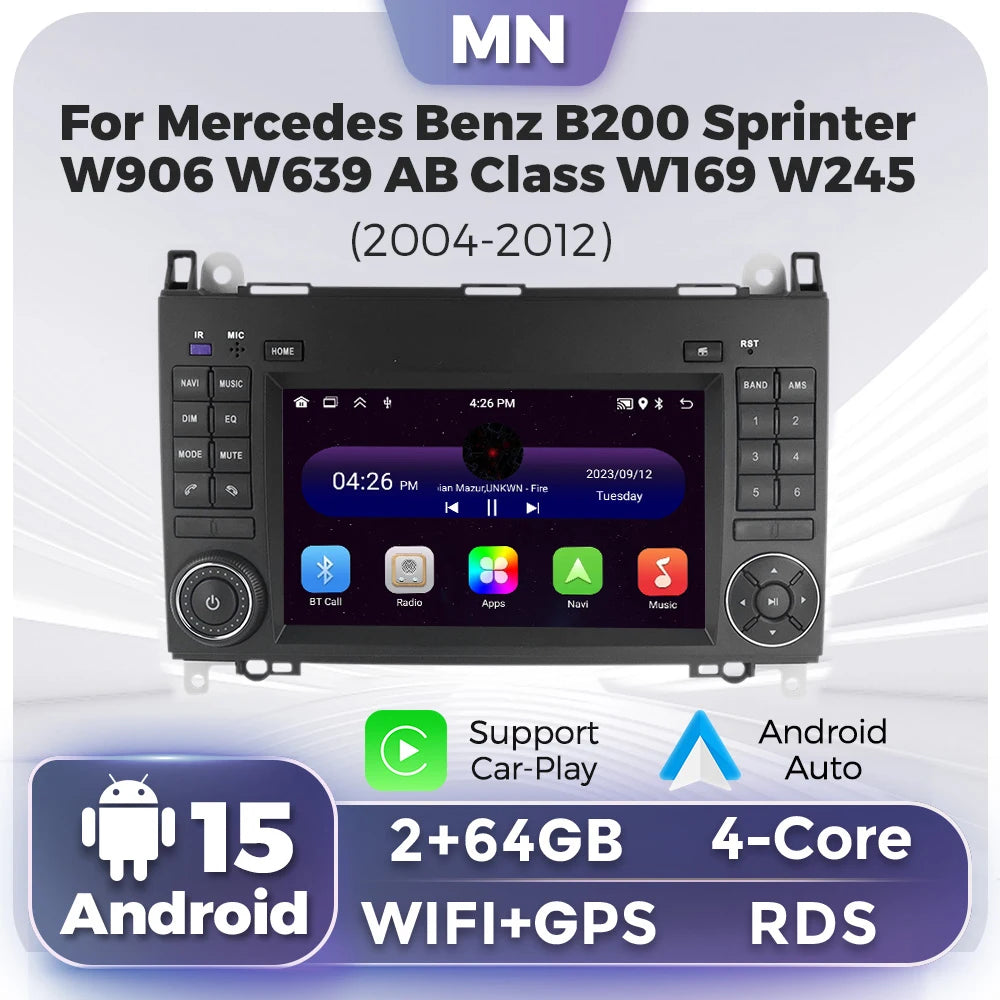 2Din Android 15 Car Radio Stereo for Mercedes Sprinter Benz B200 Vito W639 Viano B Class W | AUTOKITSHOP