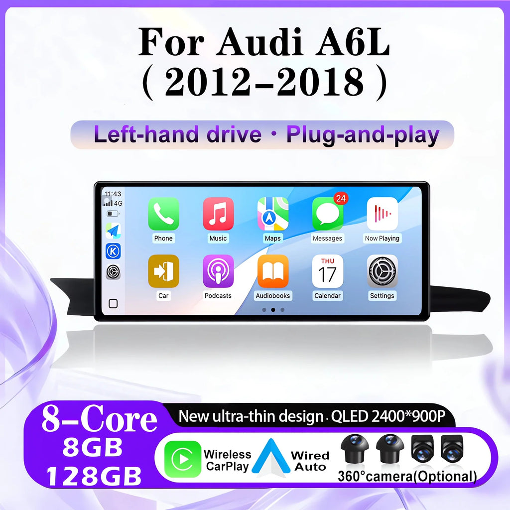 12.3" QLED Touch Screen WiFi Multimedia Player QLED Screen Android Auto Car Radio For Audi