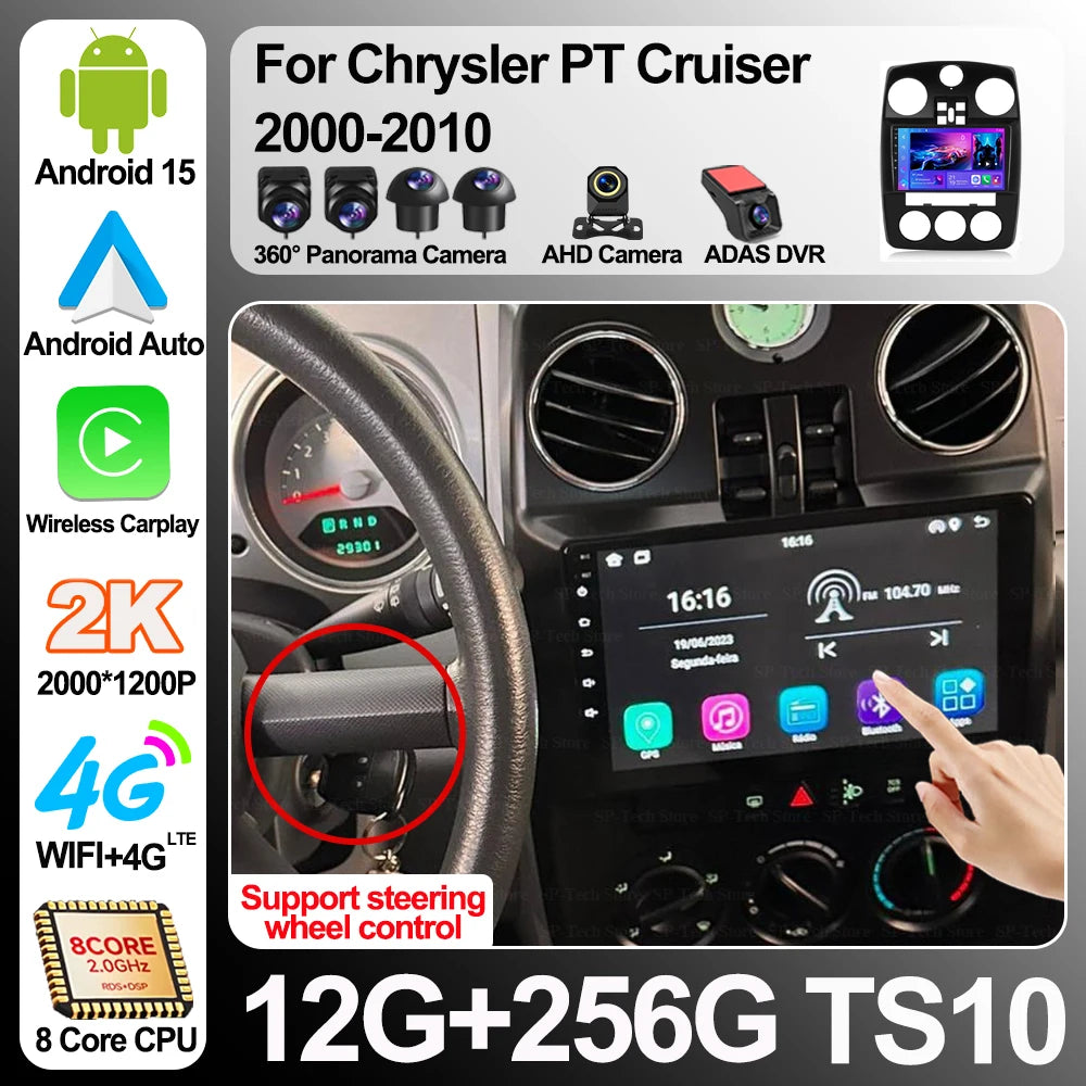 Android 16 For Chrysler Pt Cruiser 2000-2010 Carplay Auto Car Radio Multimedia Player Auto | AUTOKITSHOP