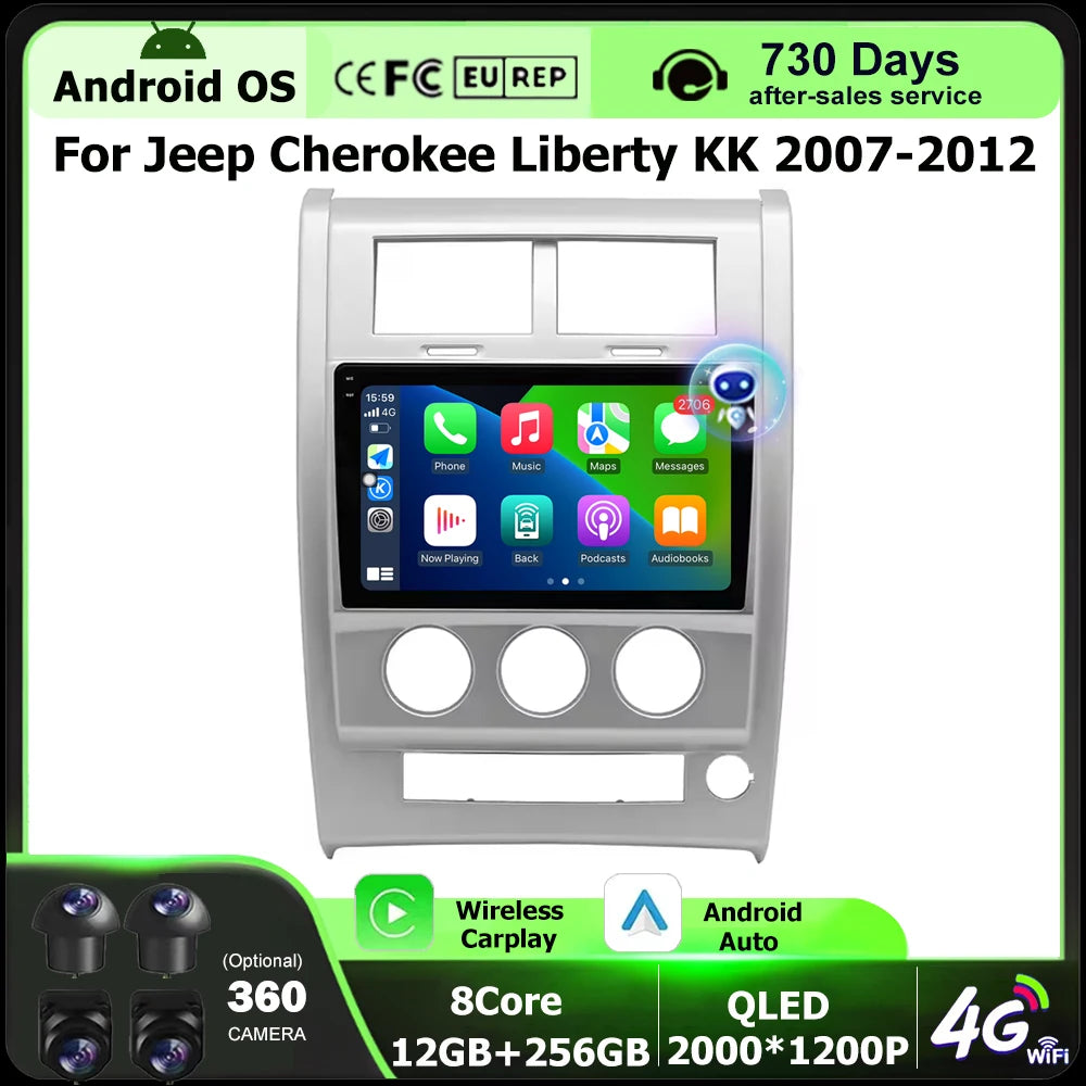 Android 16 Auto For Jeep Cherokee Liberty KK 2007-2012 Car Radio Multimedia Video Player G