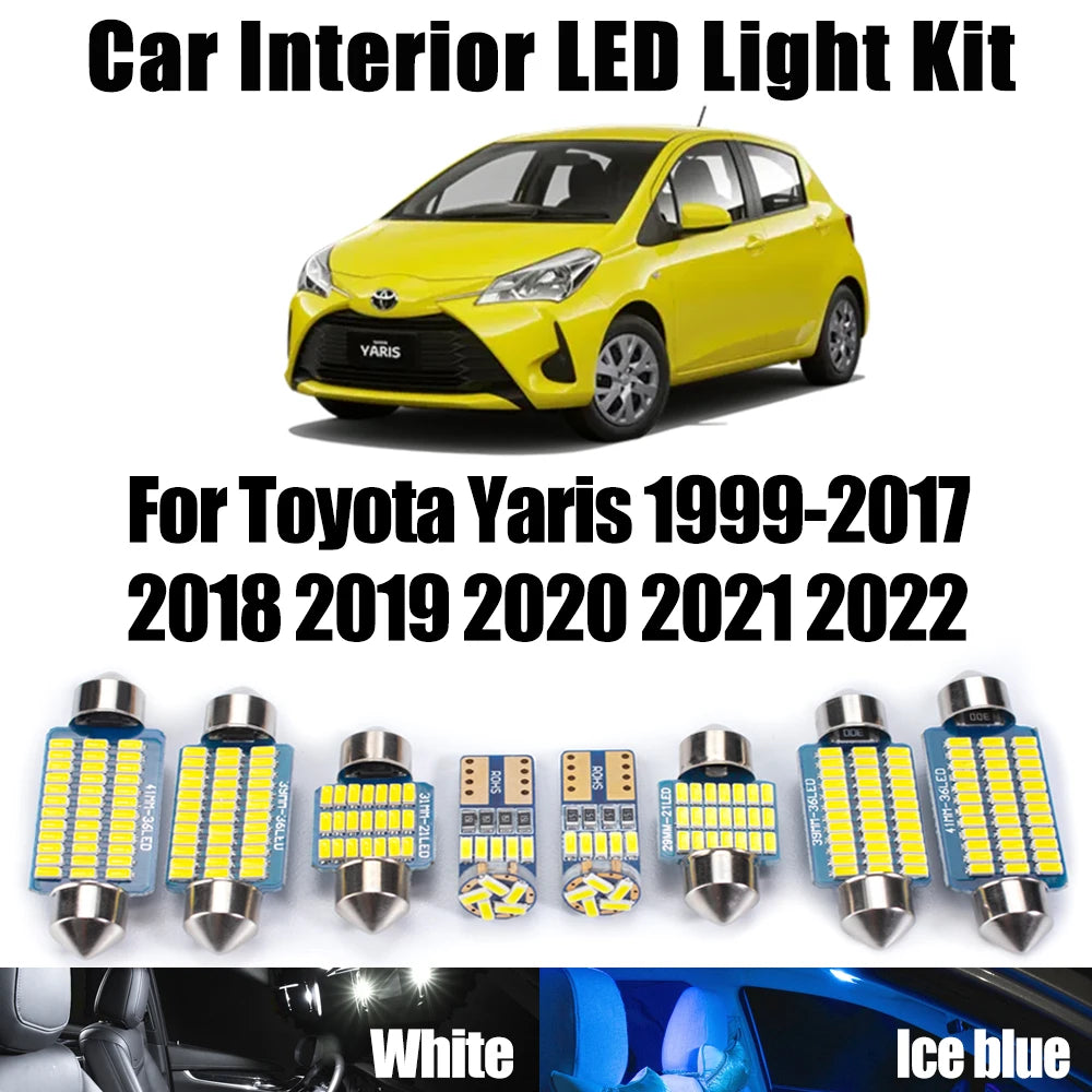 LED Interior Light Kit for Toyota Yaris 1999- 2019 - Canbus Dome Map Door Trunk Bulbs | AUTOKITSHOP
