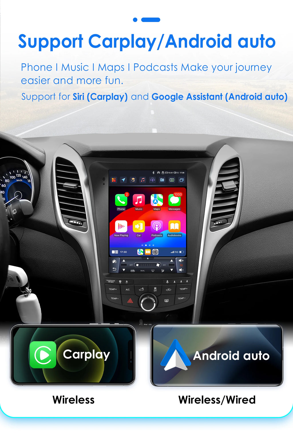 9.7"Car intelligent system For Hyundai I30 Elantra GT 2011 - 2017 Wireless Carplay Android
