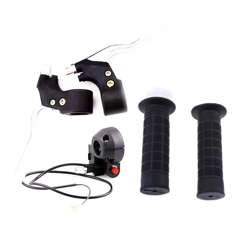 Set Motorcycle ATV 7/8" Handlebar Hand Grips Kill Stop Switch Twist Brake Levers