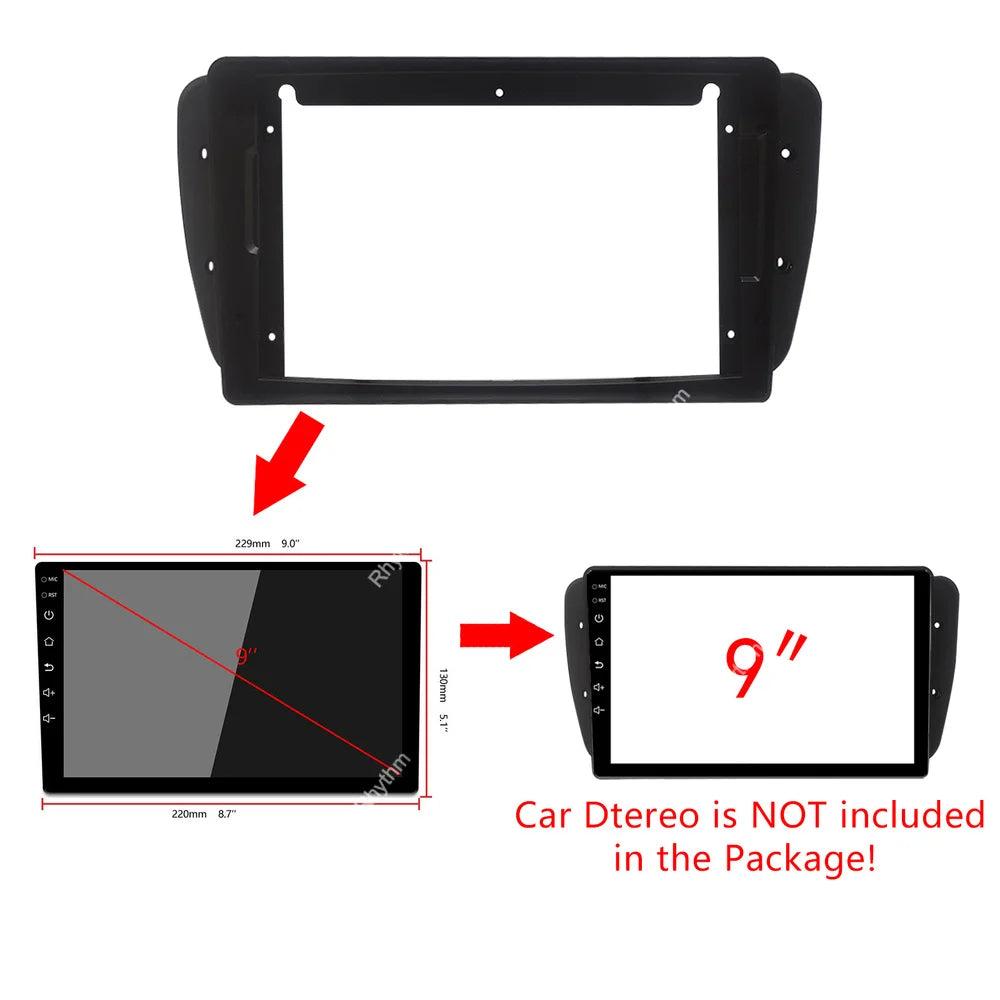 9 Inch 2din Car Fascia for Seat Ibiza 6J 2009 - 2013 Stereo Panel Dash Installation Double | AUTOKITSHOP