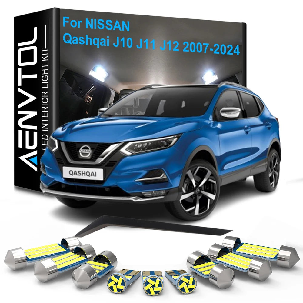 16-Piece LED Interior Light Kit for Nissan Qashqai J10 J11 J12 2007-2024 - Canbus Dome Map Door Trunk Bulbs | AUTOKIT...