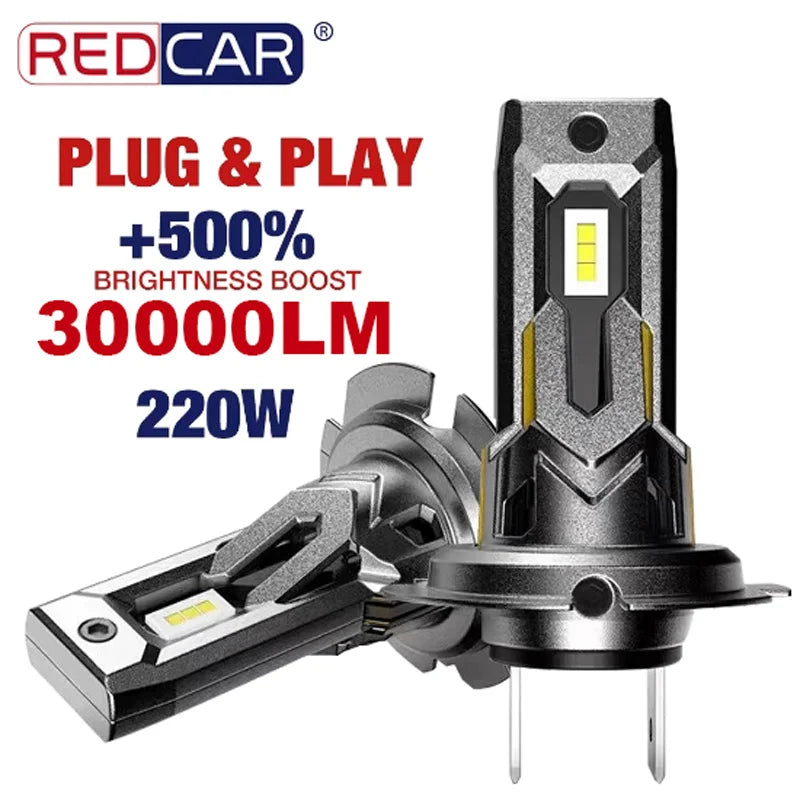 30000LM H7 LED Headlight Bulb Wireless 220W 6500K CSP for Car Headlamp White Auto Diode La