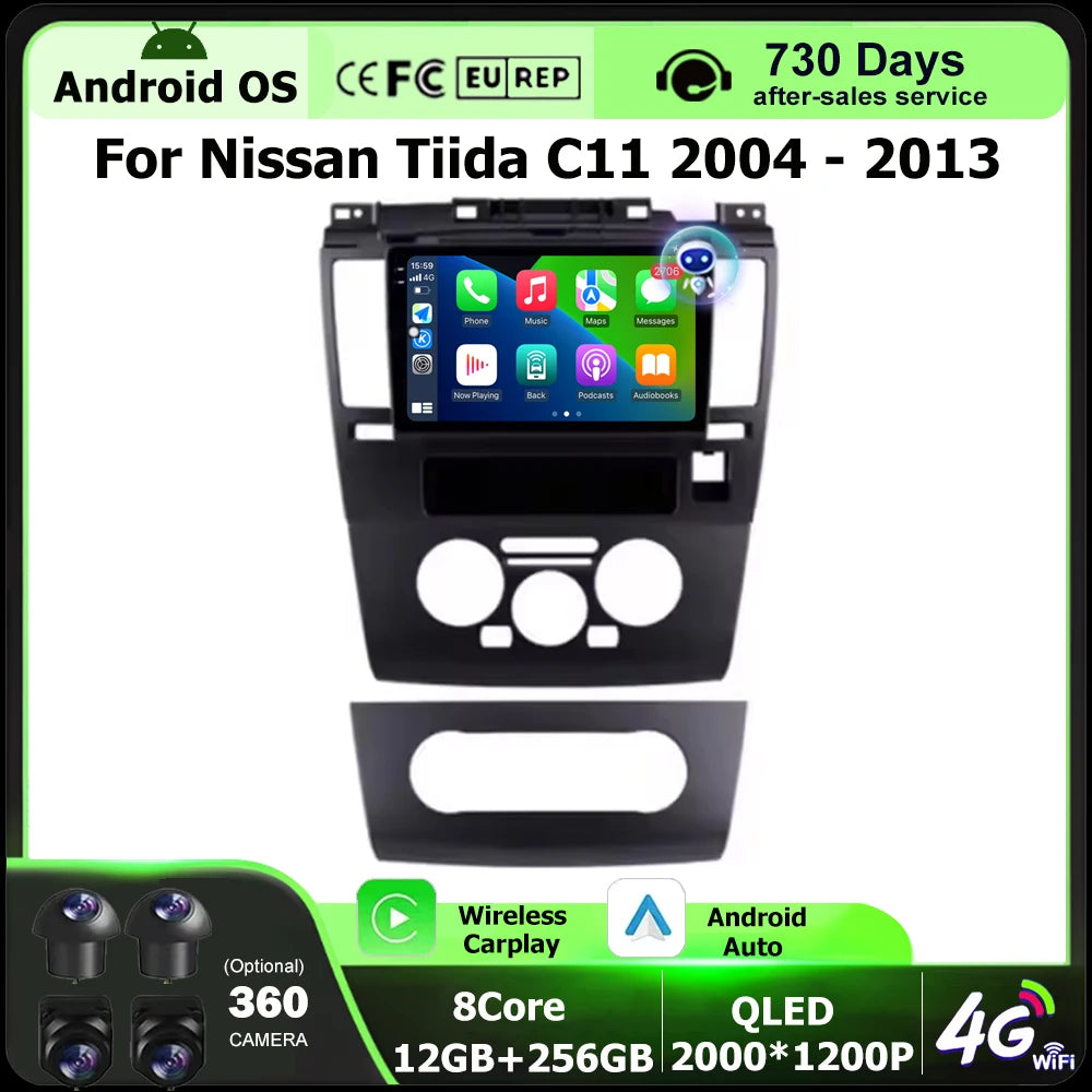 9 Inch For Nissan Tiida C11 2004 - 2013 Android 16 Auto Car Radio Multimedia Video Player