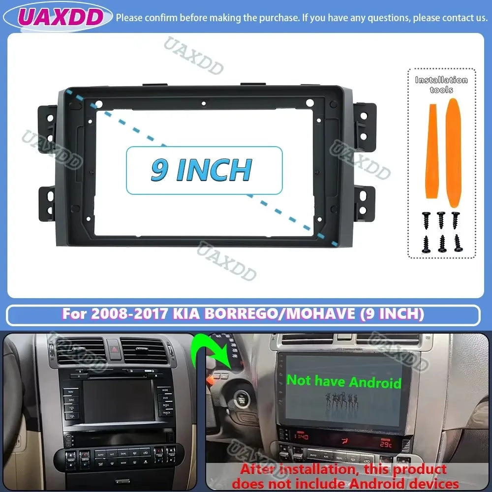 For 2008-2017 KIA BORREGO MOHAVE 9INCH Car stereo radio Android frame panel fascia cable v