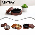 Wooden Ashtray with Lid Windproof Smoke‑Proof Stainless Steel Lining Easy Clean Decorative Ash H - Automotive LED Light