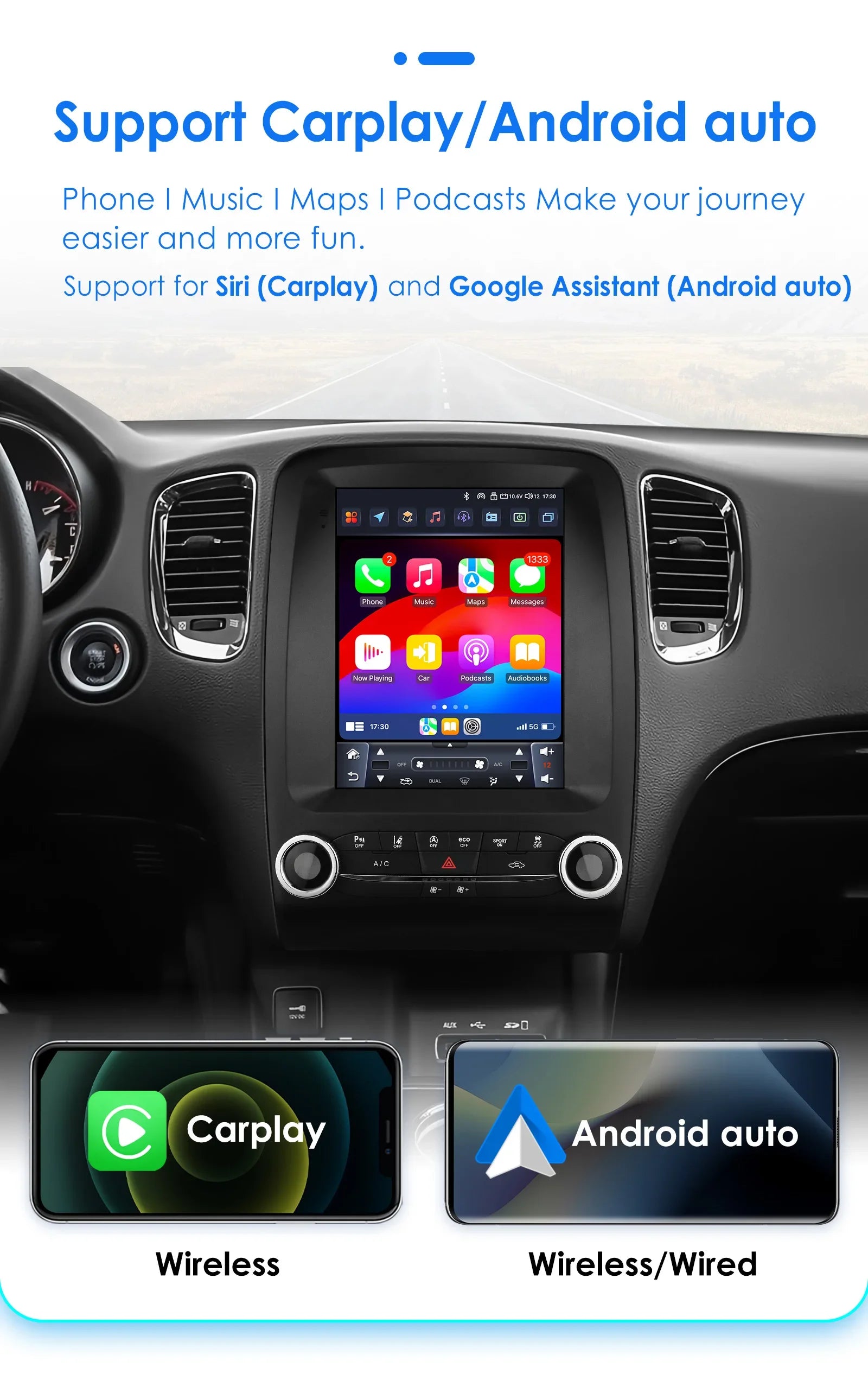 9.7"Android 13 Auto Car radio For Dodge Durango 2014-2020 multimedia GPS navi Stereo car i