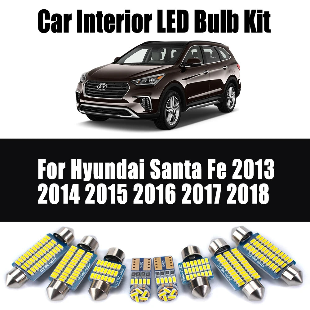 9-Piece LED Interior Light Kit for Hyundai Santa Fe - Canbus Error-Free Bulbs | AUTOKITSHOP