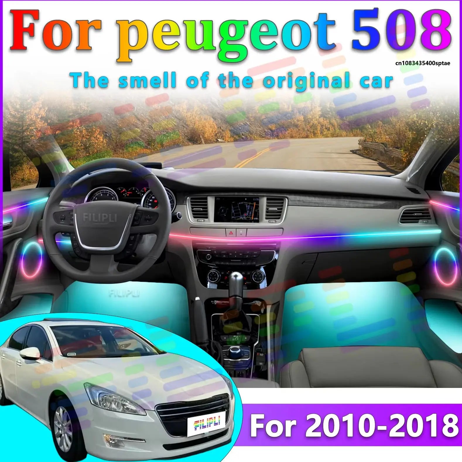 64 RGB - Neon Strip - for Peugeot 2010-2018 - App Control - Car Interior Lighting | AUTOKITSHOP