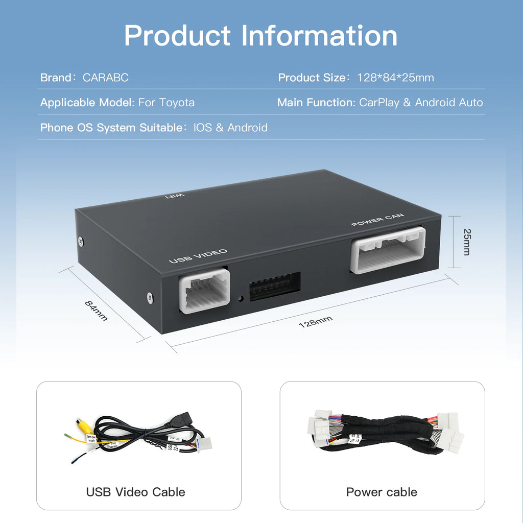 For TOYOTA Wireless Carplay Module Android Auto Adapter CHR RAV4 Avalon Corolla Camry Yari