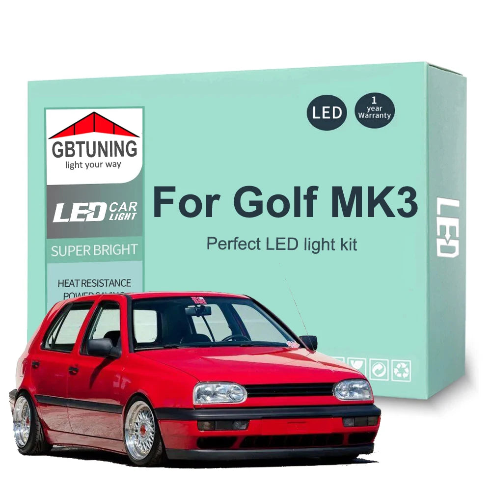 10-Piece LED Interior Light Kit for VW Volkswagen Golf 3 MK3 MKIII III - Canbus Error-Free Bulbs | AUTOKITSHOP