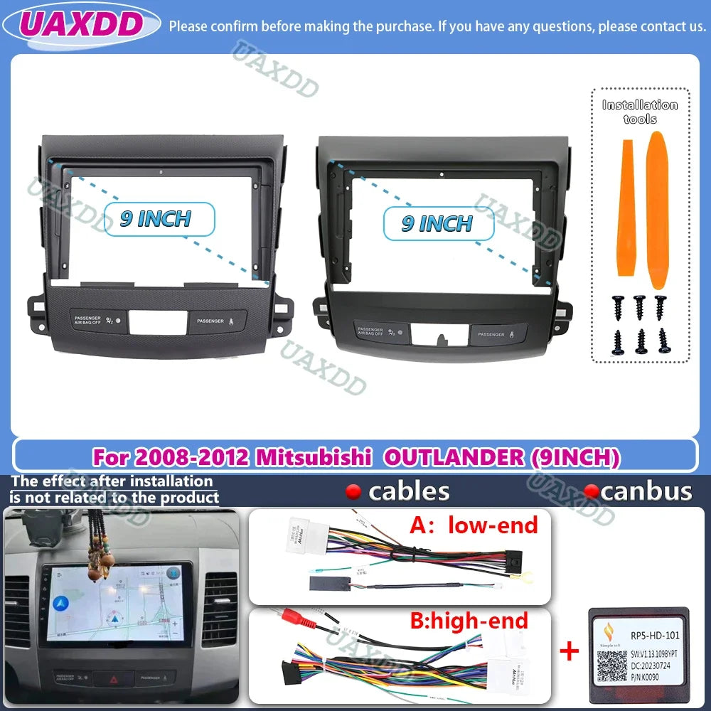 For 2008-2012 Mitsubishi outlander 9inch Car radio android stereo frame panel fascia dashb