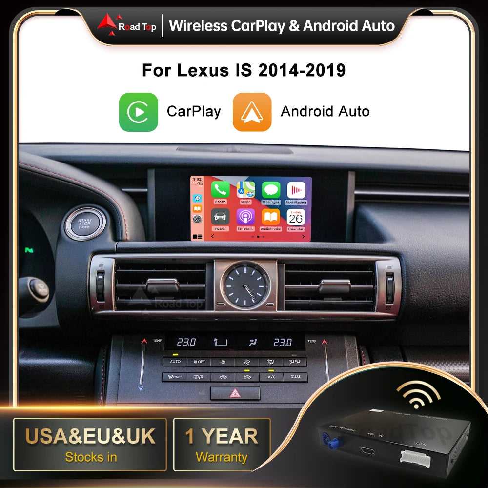 Wireless CarPlay for Lexus IS 2014-2019, with Android Auto Mirror Link AirPlay Car Play Fu