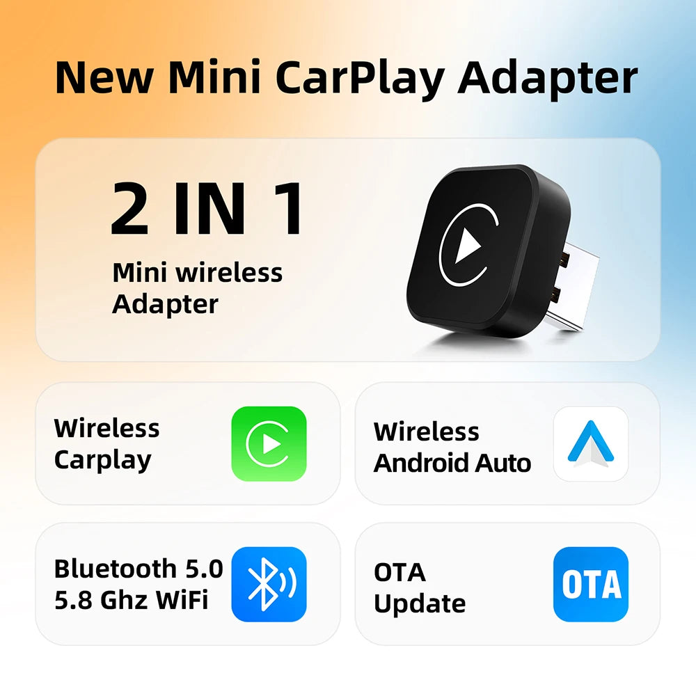 2in1 Wireless CarPlay Dongle Wireless Android Auto Adapter AI Smart Box Car Intelligent Sy | AUTOKITSHOP