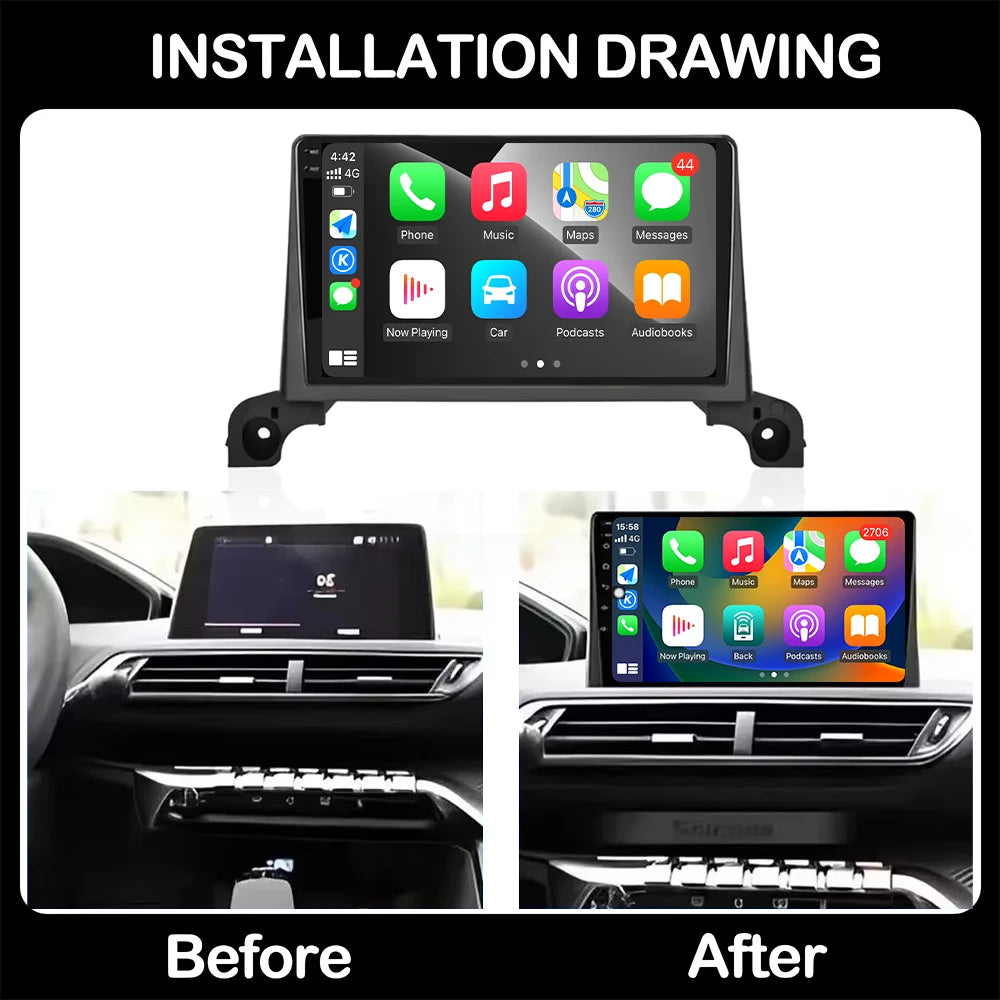 For Peugeot 5008 4008 3008 2017-2020 Radio Carplay Car Multimedia Player Intelligent Syste