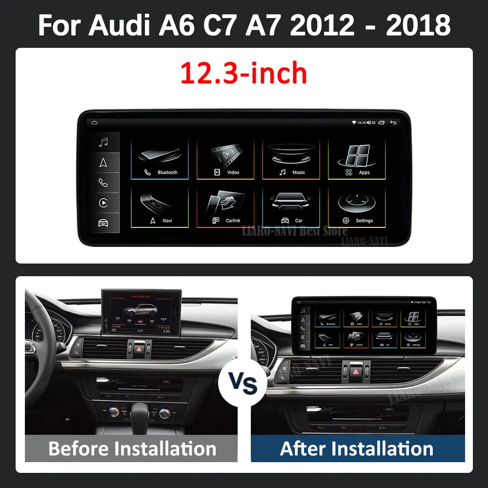 Android 16 QLED Screen for Audi A6 C7 A7 2012 - 2018 BT GPS Navigation WiFi Car Radio Audi