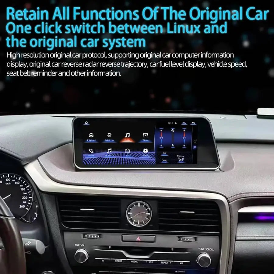 12.3inch Linux Car Radio Touch Screen Wireless Mobile CarPlay For Lexus RX 2016-2019 Andro | AUTOKITSHOP