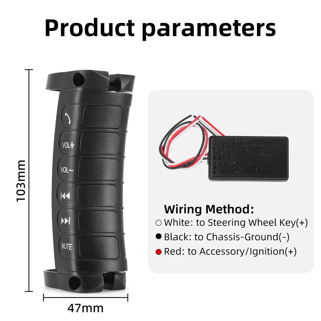 HD Universal Wireless Car Multi Steering Wheel Control Remote Controls Multi-function Button Car - Automotive LED Light