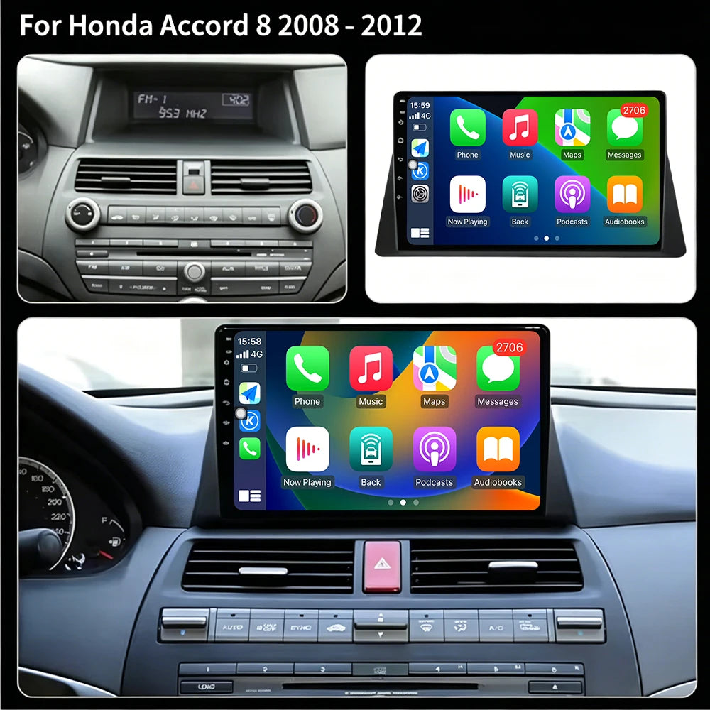 9Inch For Honda Accord 8 2008-2013 Android 16 Auto Car Radio Navigation GPS Multimedia Vid