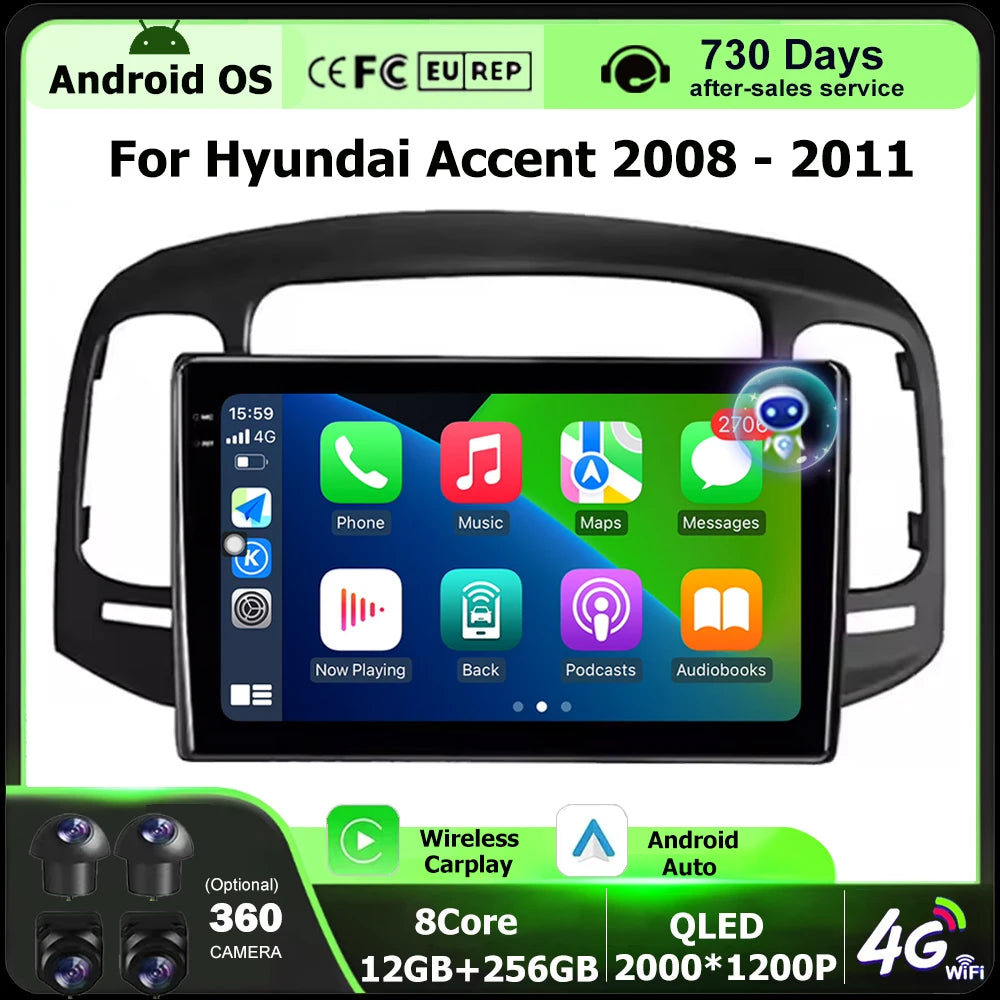 Car Radio Multimedia Video Player GPS Navigation Tools For Hyundai Accent 2008 - 2011 Andr