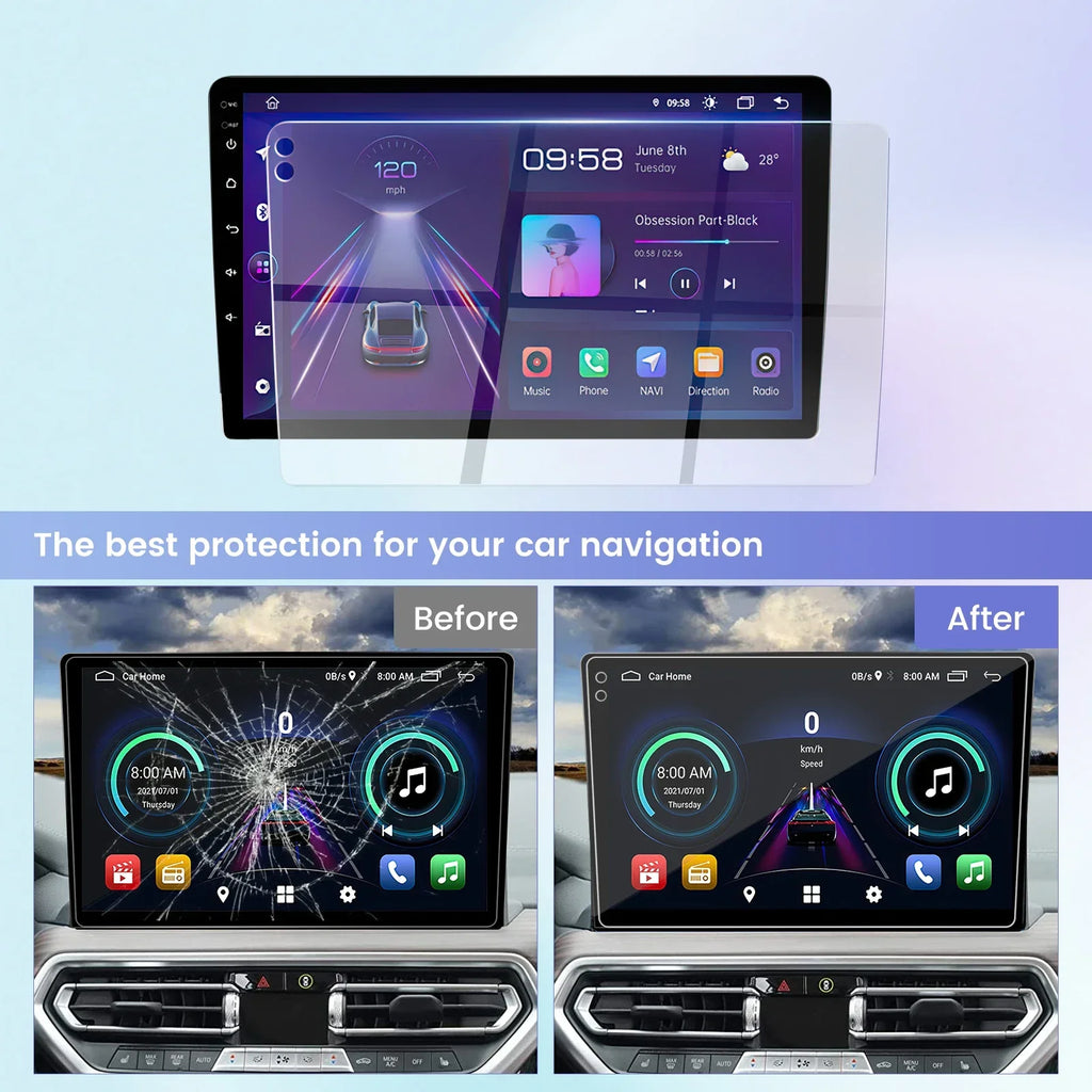 For M6 Pro Plus 9 '' 10 Inch LCD Tempered Glass Protective Universal Multimedia Protection | AUTOKITSHOP
