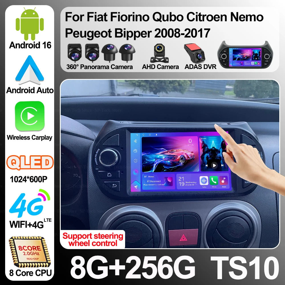 7" Car Radio Multimedia Video Player For Fiat Fiorino Qubo Citroen Nemo Peugeot Bipper 200 | AUTOKITSHOP