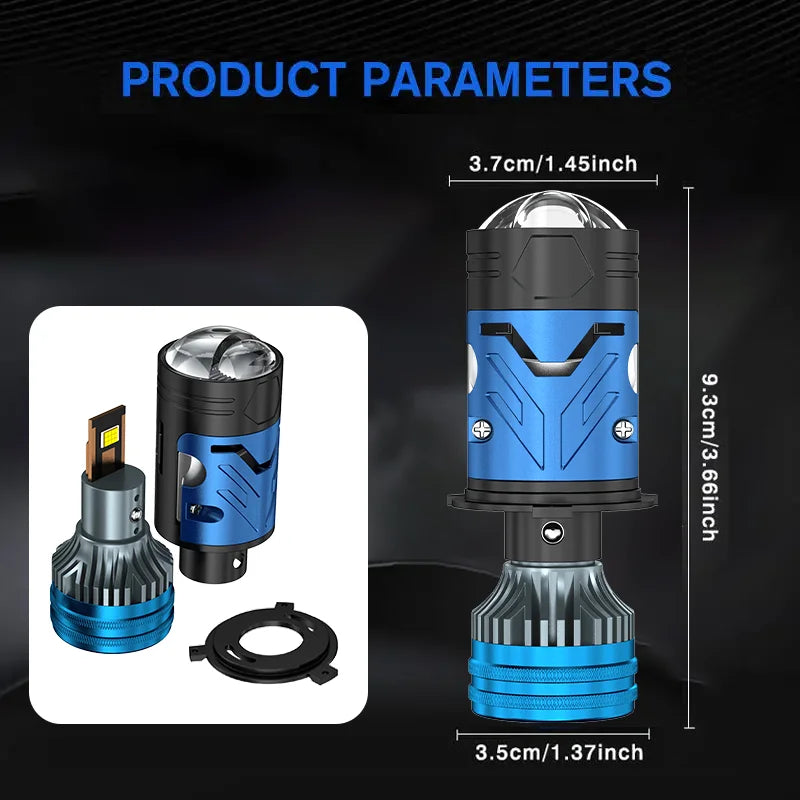 H4 LED Projector Lens Headlight High Low Light Fog Lamp Bulb Plug&Play High Power for Cars