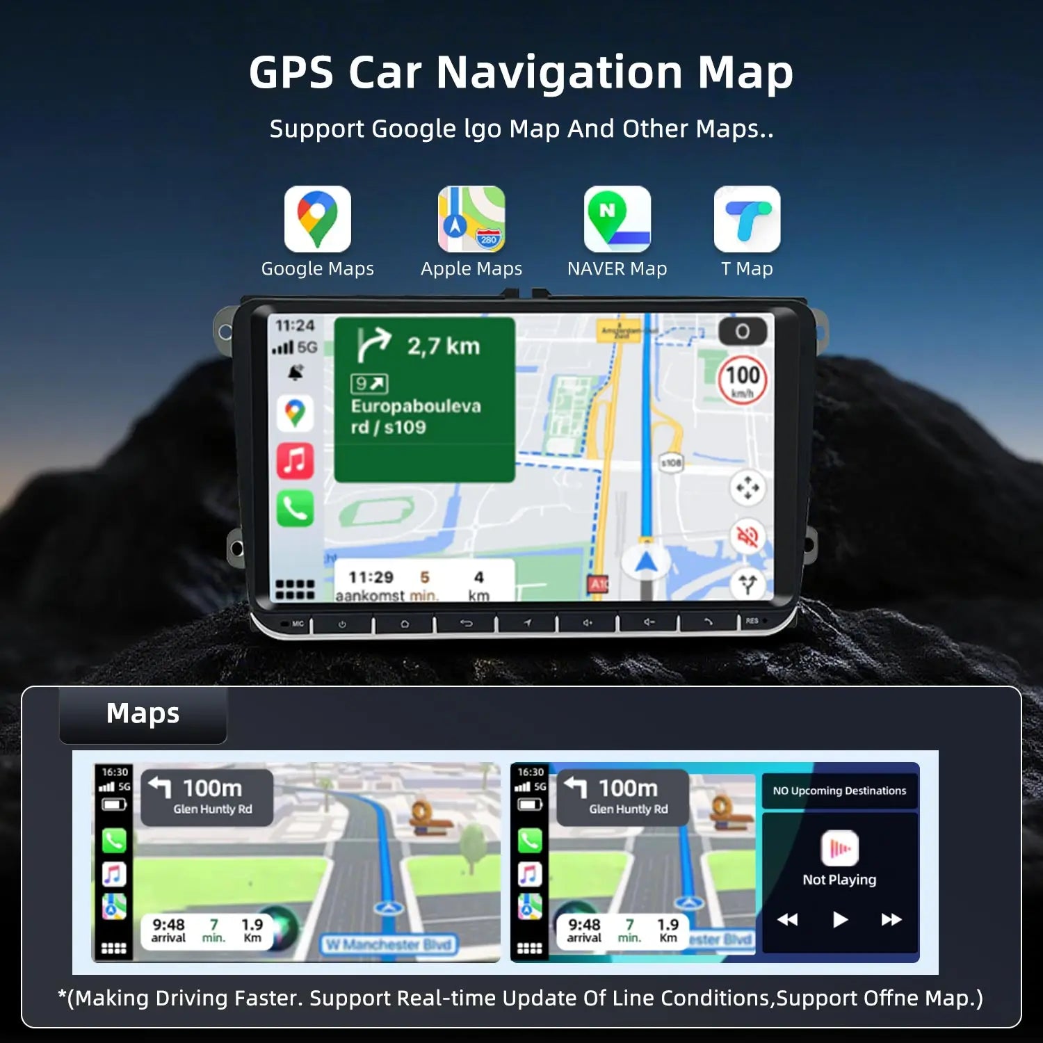 9 Inch Wireless CarPlay Android 13 Car Radio with Buttons for VW Golf Jetta Passat Tiguan