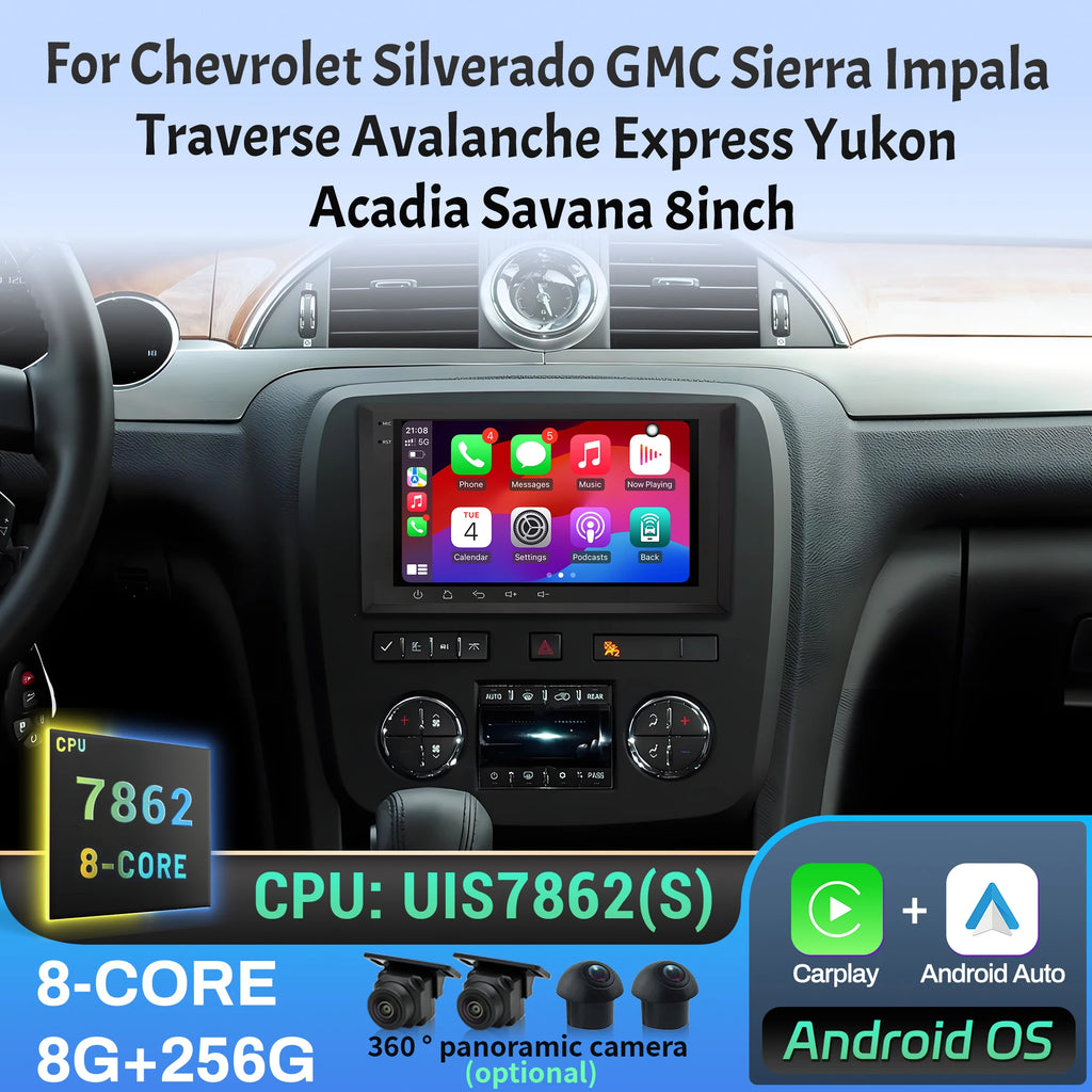8 inch Car Radio For Chevrolet Silverado GMC Sierra Impala Traverse Avalanche Express Yuko