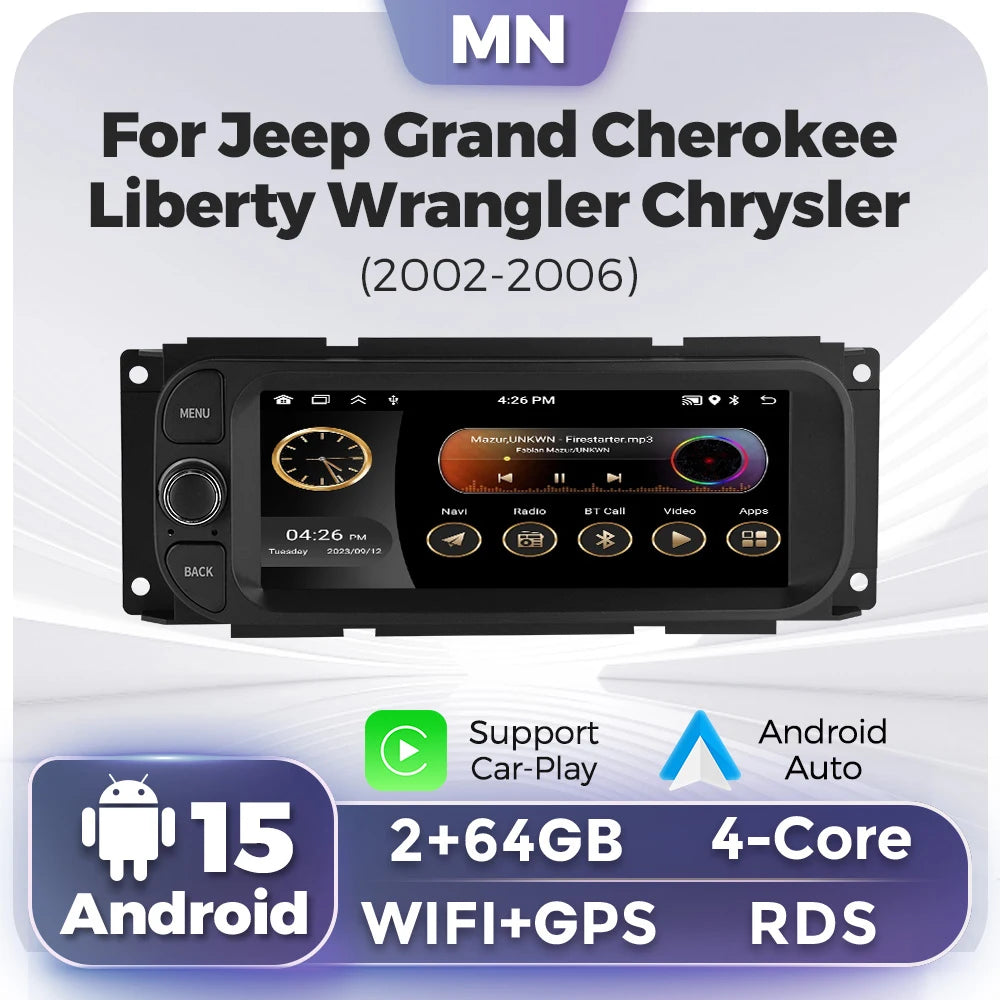 Android 2DIN Car Radio Stereo for JEEP Grand Cherokee Liberty Wrangler Chrysler 2002-2006  | AUTOKITSHOP