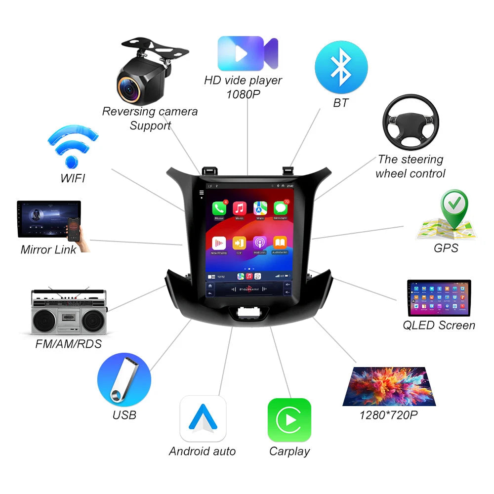 Car Radio 9.7" Android 16 For Chevrolet Cruze 2015 2016 2017 2018 Carplay Gps Navigation M | AUTOKITSHOP