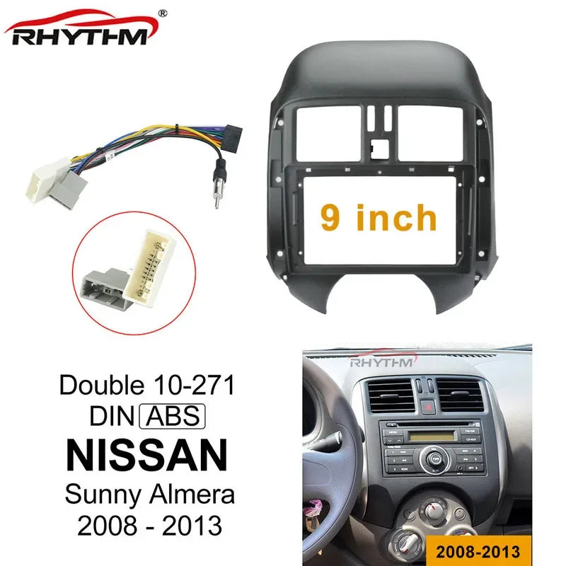 9 Inch Car Fascia For NISSAN Sunny Almera 2008-2013 Double Din Car dvd Fascias Frame Audio | AUTOKITSHOP