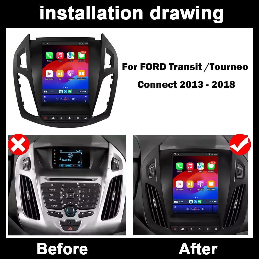 9.7 Inch For FORD Transit /Tourneo Connect 2013-2018 Android 16 Auto Car Radio Multimedia