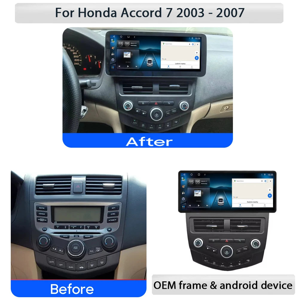 12.3" Android For Honda Accord 7 2003 2004 2005 2006 - 2007 Navigation Carplay Car Radio M