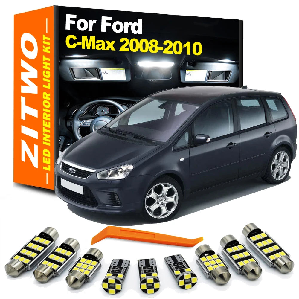 ZITWO 14Pcs LED Interior Light Car Map Reading Bulb Sun Vsior Trunk Lamp Kit For Ford C-Max Cmax 2008 2009 2010 Canbus No Error